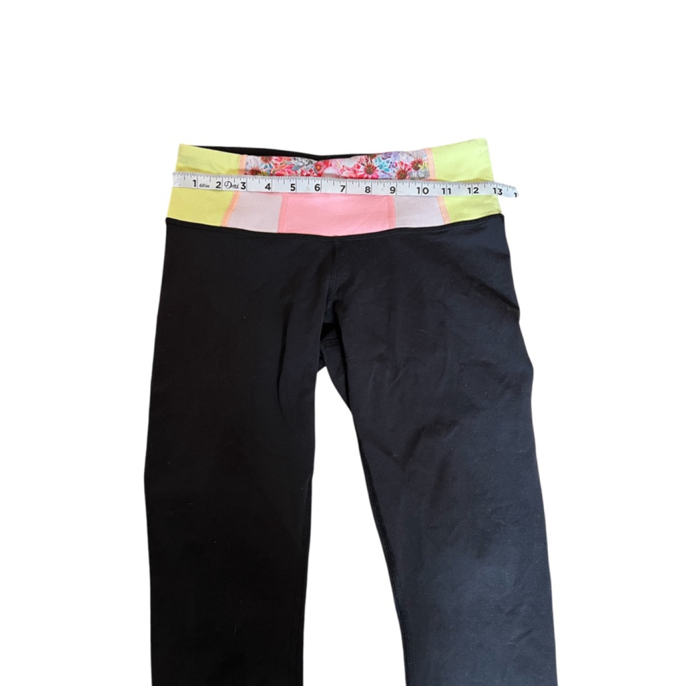 LULULEMON Black Patterned Top Cropped Reversible Athletic Workout Pant Capri XS - Picture 7 of 9